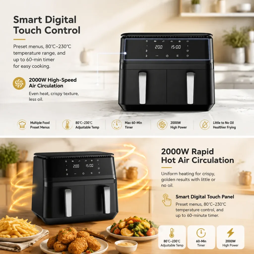 9L Dual Zone Visible Air Fryer-3-1792482092648