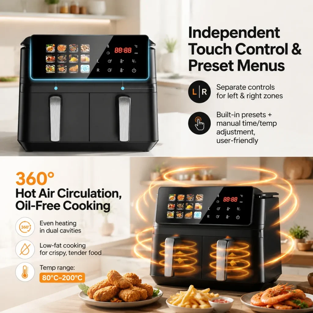 9L Dual Zone Visible Air Fryer-3-1792484662700