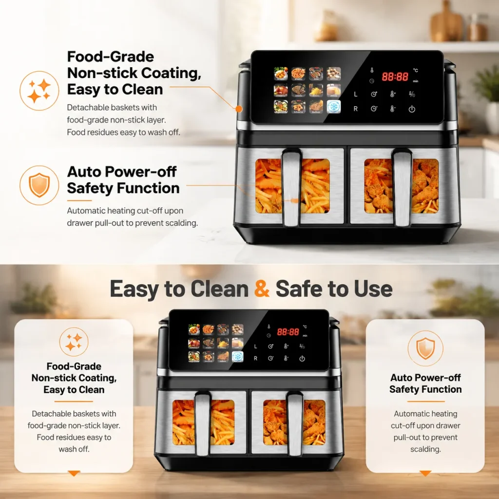 9L Dual Zone Visible Air Fryer-4-179248463829