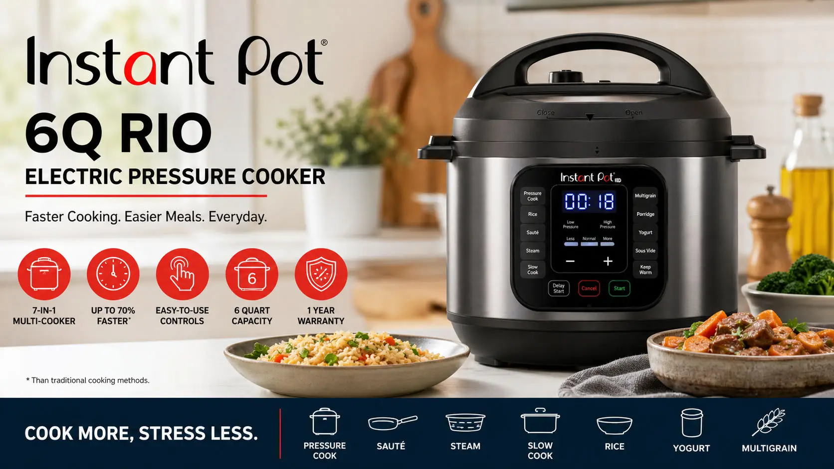 instant pot 6q rio electric pressure cooker
